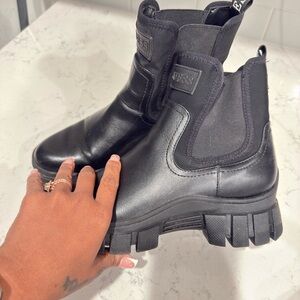 Guess Black Leather Ankle Boots
